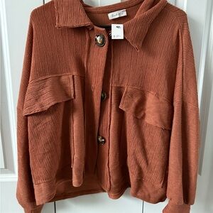 Brown Button-Up Women's Jacket